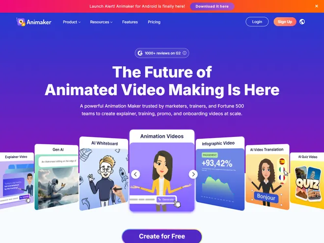 Screenshot of www.animaker.com