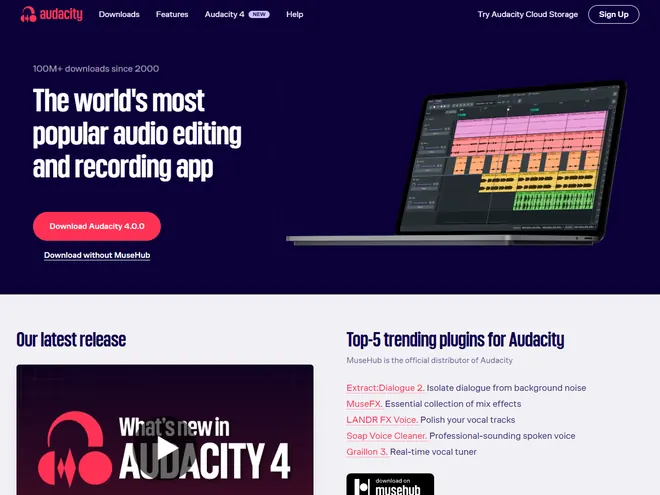 Screenshot of www.audacityteam.org
