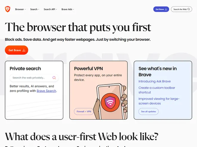 Screenshot of brave.com