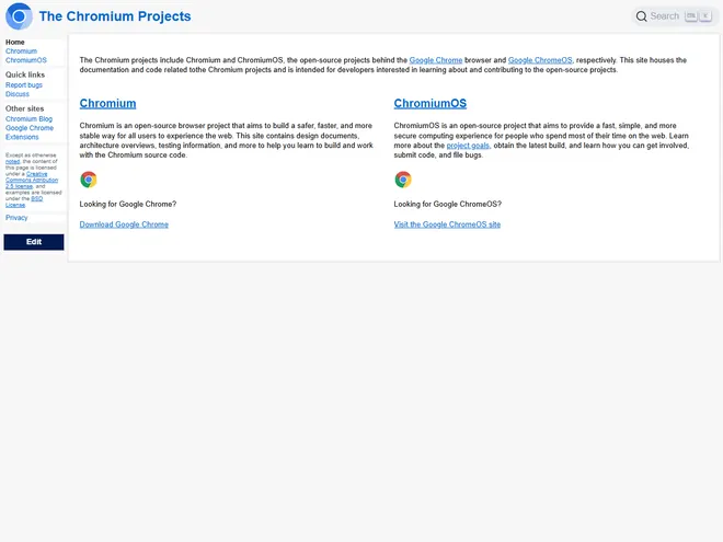 Screenshot of www.chromium.org
