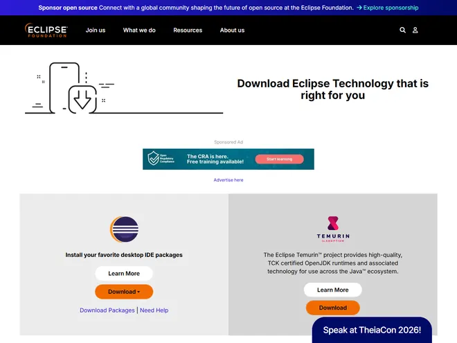 Screenshot of www.eclipse.org