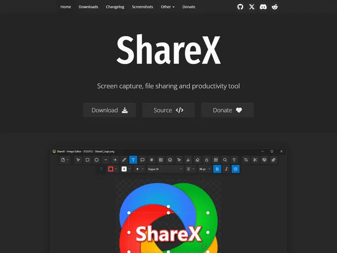 Screenshot of getsharex.com