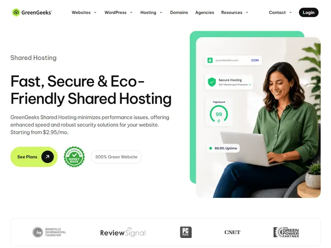 Screenshot of www.greengeeks.com
