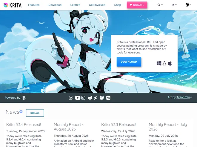Screenshot of krita.org