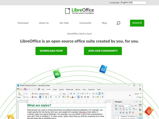 Screenshot of LibreOffice.org