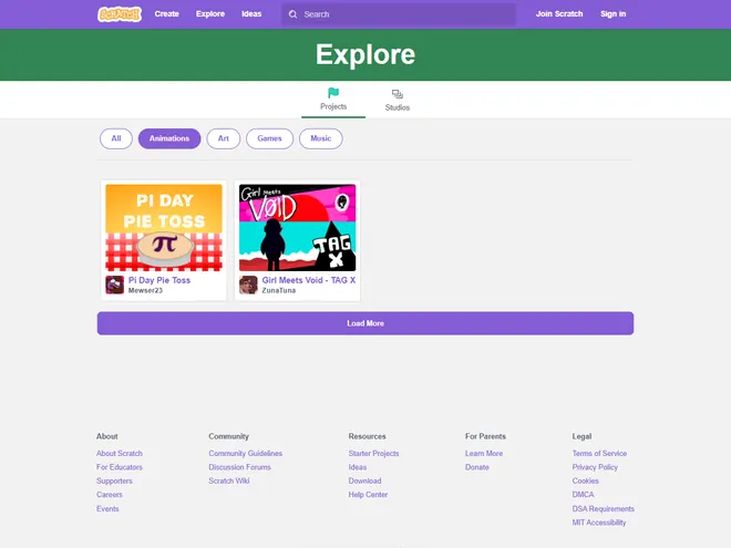 Screenshot of scratch.mit.edu