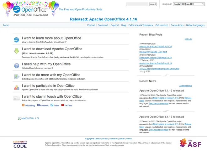 Screenshot of www.openoffice.org