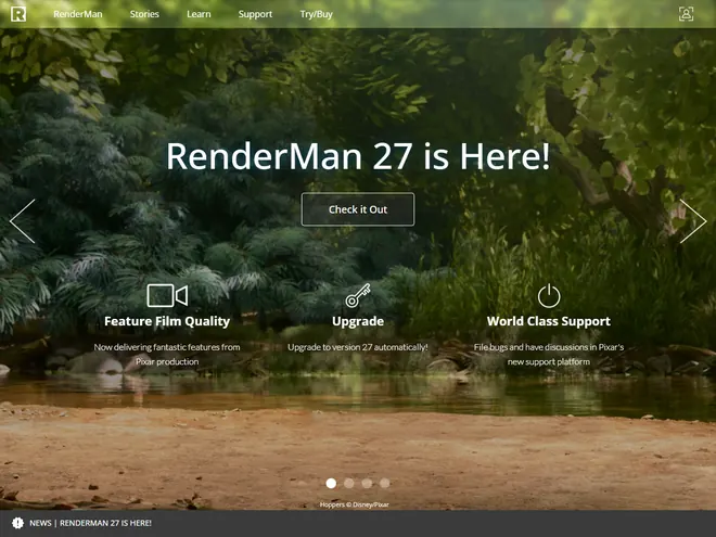 Screenshot of renderman.pixar.com