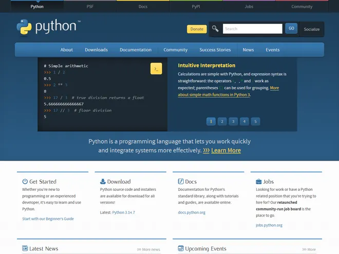 Screenshot of Python.org