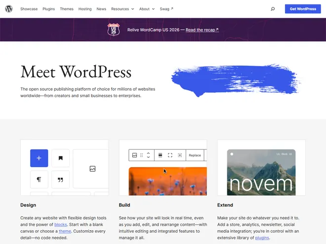 Screenshot of wordpress.org
